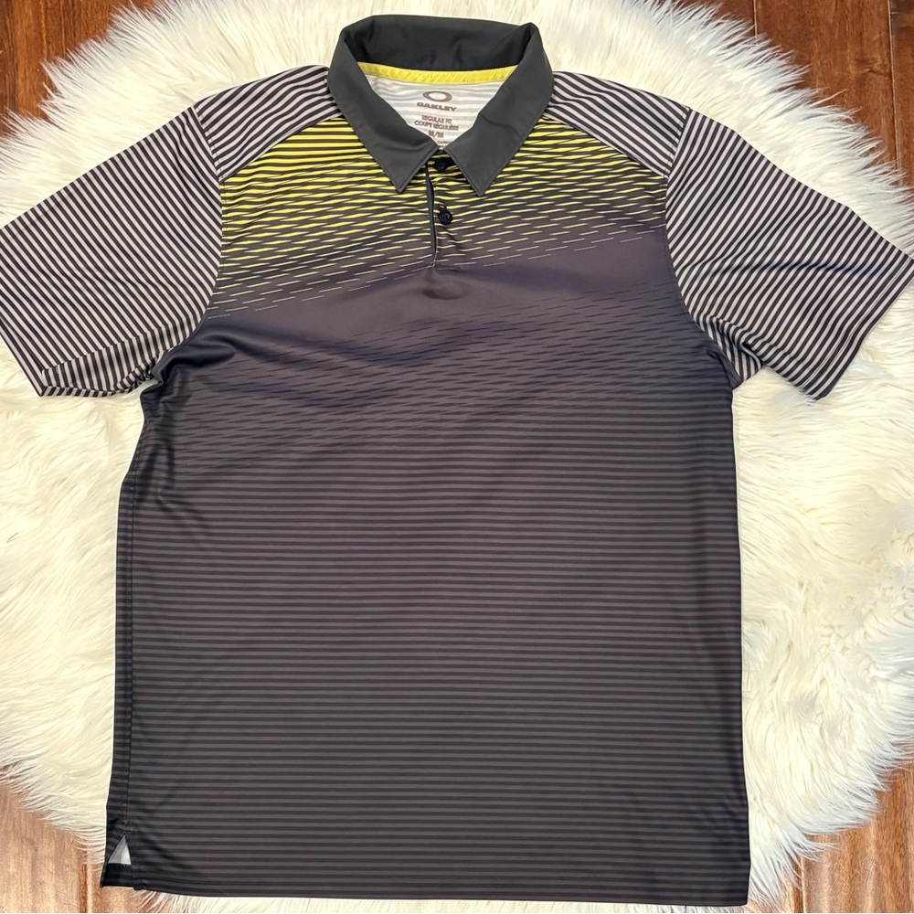 Oakley Men's Polo Shirt in Gray and Yellow